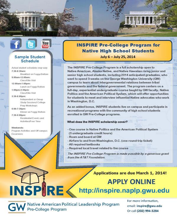 NAPLPInspire's tweet image. Share the INSPIRE Pre-College Prog Flyer w/#NativeYouth! 
inspire.naplp.gwu.edu/sites/inspire.…
#NativeEdu #nativeaffairs #Native