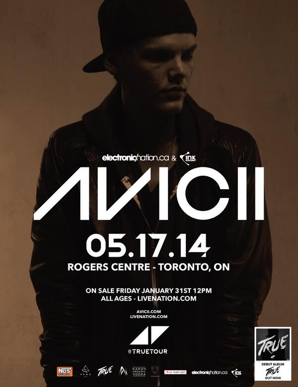 Veld Music Festival (@veldfest) on Twitter photo We're pleased to announce the return of <a href="/Avicii/">Tim Bergling</a> to Toronto at the Rogers Centre on May 17! Tickets on sale Jan 31. We're pleased to announce the return of <a href="/Avicii/">Tim Bergling</a> to Toronto at the Rogers Centre on May 17! Tickets on sale Jan 31.