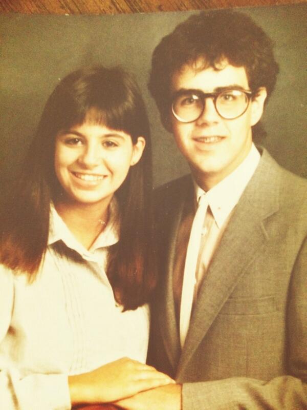 Al Schnier on X: TBT: new wave hornrims + skinny tie, jewfro + holding  hands w sister = #ThruBeingCool  / X