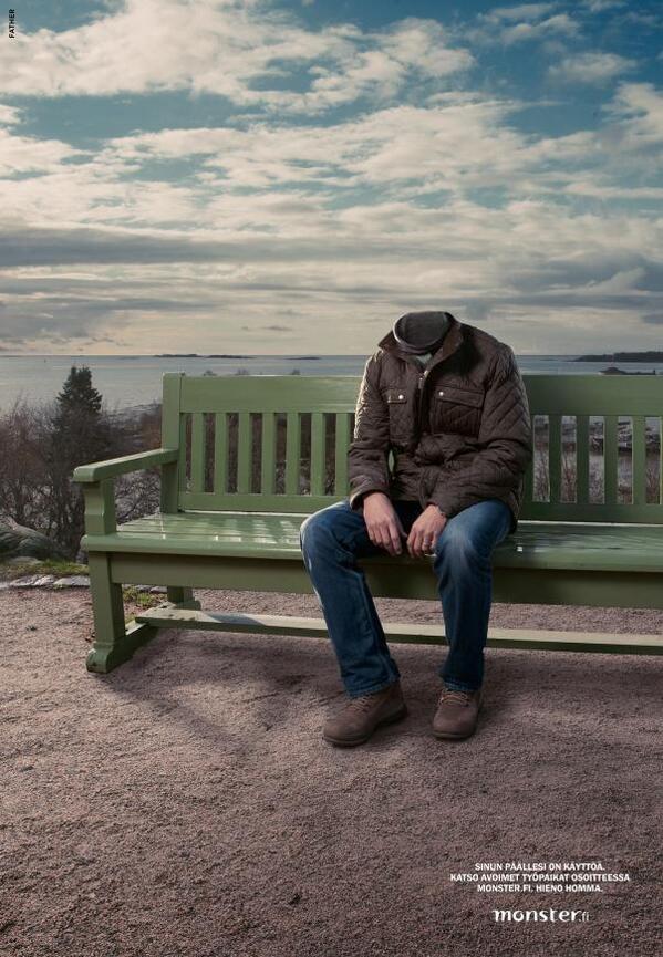 adsoftheworld's tweet photo. New Ad: #Monster.fi: Bench http://t.co/MR1rzNTUHj #advertising http://t.co/2oTlQaQL7r