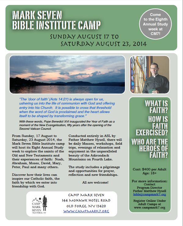 CampMarkSeven's tweet photo. CM7 is proud to offer Mark Seven Bible Institute Camp once again this summer! http://t.co/0izfnHOOzw