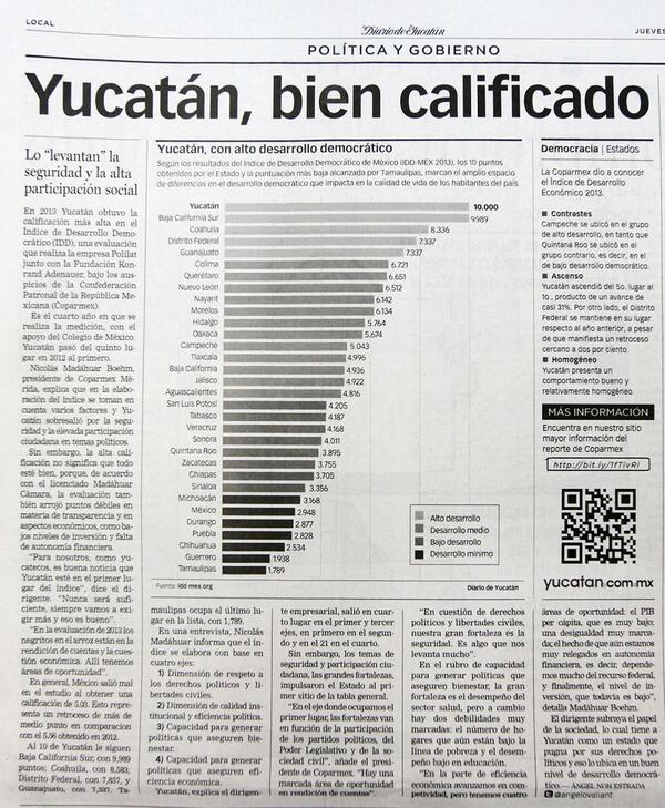 ViCaballeroD's tweet photo. Les comparto una publicación en la que se destaca el trabajo que ha realizado @RolandoZapataB en el @GobYucatan http://t.co/MgFV8vM4Vy
