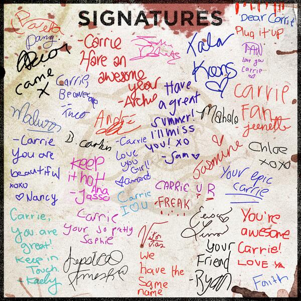The final pages of #CarriesYearbook were found in the wreckage. RT if you see your name! #WhatHappenedToCarrie
