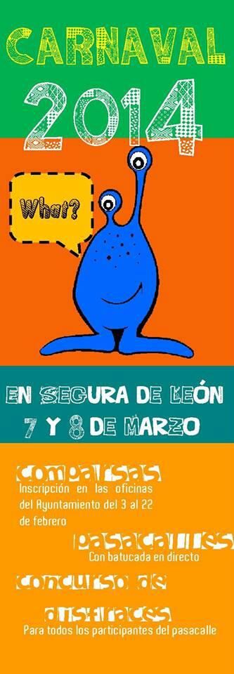 seguradeleoncom's tweet photo. Calentando motores para comenzar el año festivo en Segura de León con los Carnavales. Id reservando 7 y 8 de Marzo!! http://t.co/s02GTLevTp