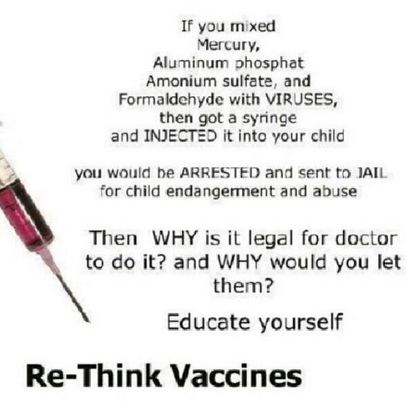 WisdomsGrave's tweet photo. Baby-murdering CDC conspired to bury evidence of vaccine-induced fetal deaths http://t.co/6VIypsTGpA
#vaccines http://t.co/TMCZgHOF1b