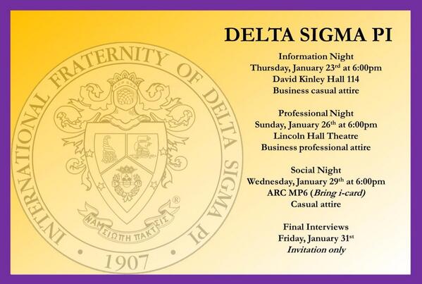 Come to info night! Learn more about what it's like to be a part of business fraternities and how you can join!!!