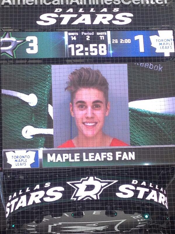 Dallas Stars diss Justin Bieber with mugshot on Jumbotron (Photo)