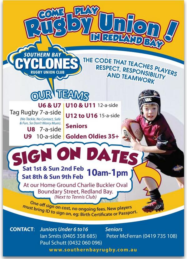 marsliesmits's tweet photo. Rugby Season is starting! Come and play @sbcyclones #playrugby #rugbyunion #redlandbay http://t.co/1YyEqhkkIs
