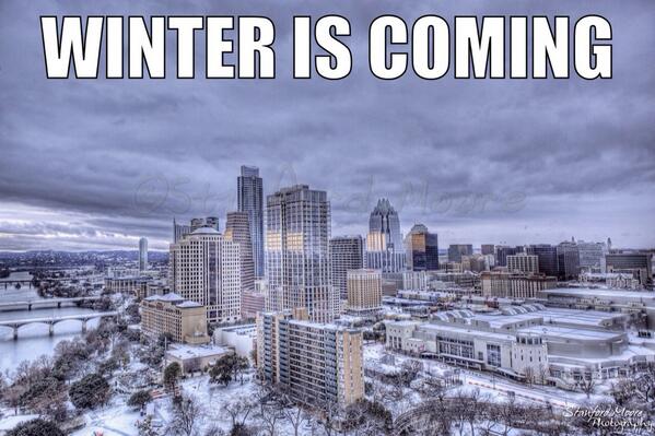 DontDALmyATX's tweet photo. Winter is coming #winteriscoming #austin #snowpocalypse2014 #dontdallasmyaustin #keepaustinweird #atx #do512 #sno512 http://t.co/sIqPg7K3HH