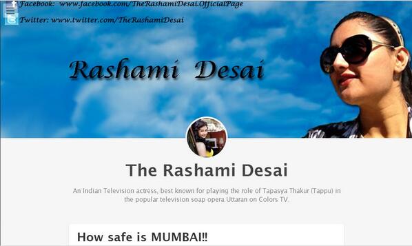 TheRashamiDesai's tweet photo. Have you read my #blog yet?? #HowSafeIsMumbai
http://t.co/kcuSs9QrN4 http://t.co/eziEyXehEE