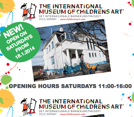 In Oslo this weekend? <a href="/barnekunst/">Int. Children's Art Museum</a> is open weekends Satuday &amp; Sunday from 11-16 #art #music #kids  #artworkshop #fun "
