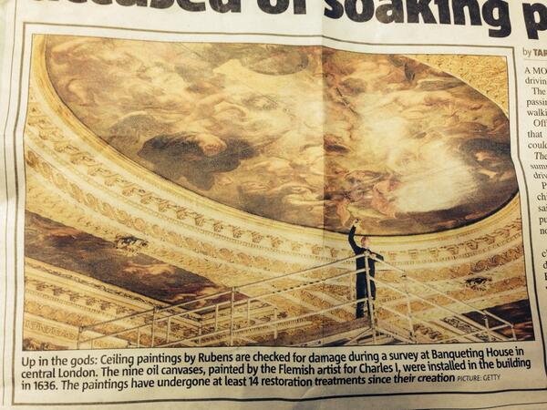 CreateFood's tweet photo. Banqueting House looking beautiful in the @MetroUK yesterday @HRP_Events http://t.co/ZaLhAeOFx1