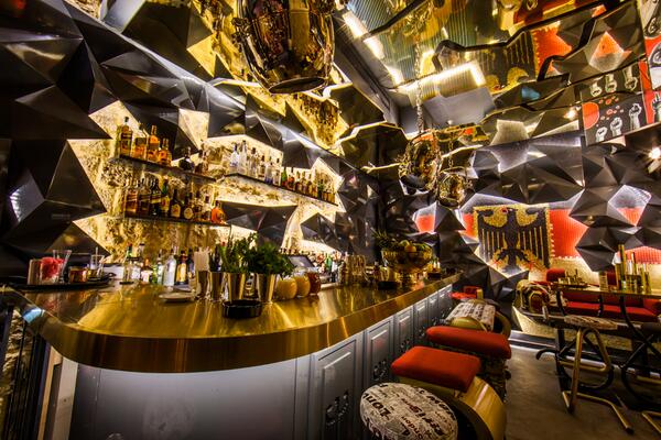 East and West Berlin reconfigured in a stylish pub in Beirut tinyurl.com/o7652ck  #interiordesign #barinteriors