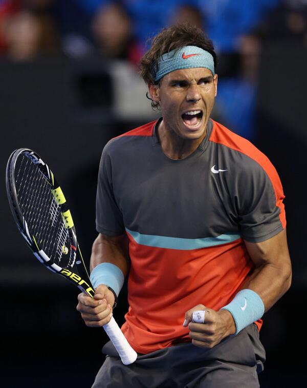 AustralianOpen's tweet photo. First set to @RafaelNadal 7-6 over #Federer as the clock ticks hits one hour. Thoughts? #ausopen #Fedal http://t.co/JxvkVQsNcP