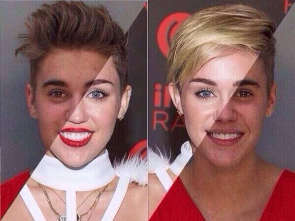 terrifyingposts's tweet image. It's TERRIFYINGLY UNCANNY, how much Justin Bieber and Miley Cyrus look like twins