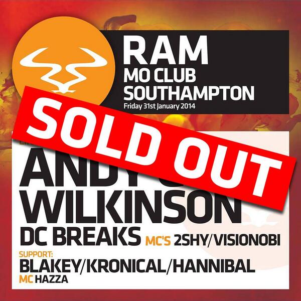 RAMrecordsltd's tweet photo. #SouthRAMton is now SOLD OUT!
@ANDYC_ram @WilkinsonUK @DCBreaks @2SHYMC @VisionobiMC http://t.co/JvKTYNX5EW