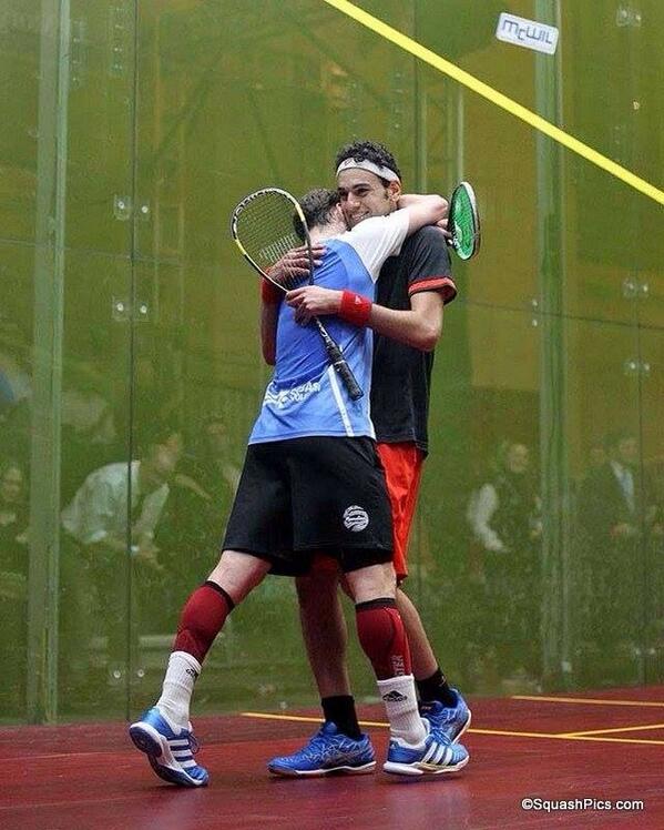 MoElshorbagy's tweet photo. This hug and crying from Gaultier last night made me understand what it feels to be world number 1!! http://t.co/gEe5xOUpvt