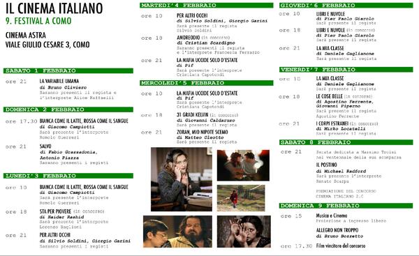 ECCO LA PROGRAMMAZIONE DEI FILM DELLA SETTIMANA DEL FESTIVAL. COME SEMPRE NUMEROSE SOPRESE E TANTI OSPITI IMPORTANTI