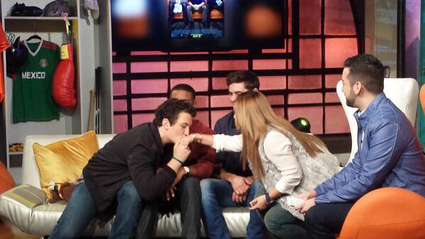 people's tweet photo. "I always knew I would marry a Spanish girl" @Miles_Teller & That Awkward Moment costars @ Univision #AwkwardTakeover http://t.co/NWyybuFVTv