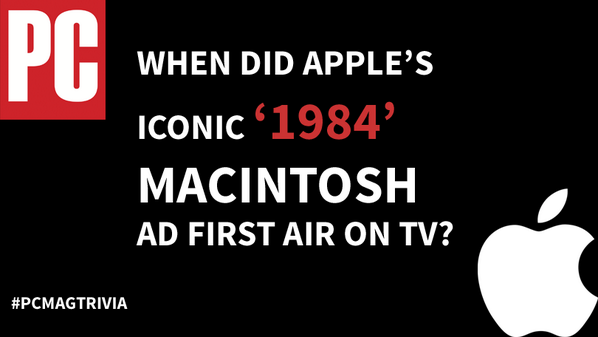 PCMag's tweet photo. '1984' first aired on 12/31/83 in Twin Falls in order to qualify for advertising awards. #pcmagtrivia #mac30th http://t.co/FV8CQ20XYG