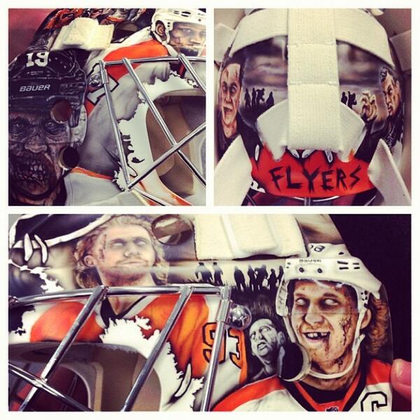 BuzzOnBroad's tweet photo. Steve Mason's new mask is pretty sweet if you ask me (Photo Credit: Flyers) http://t.co/Z7ldCk5Mas