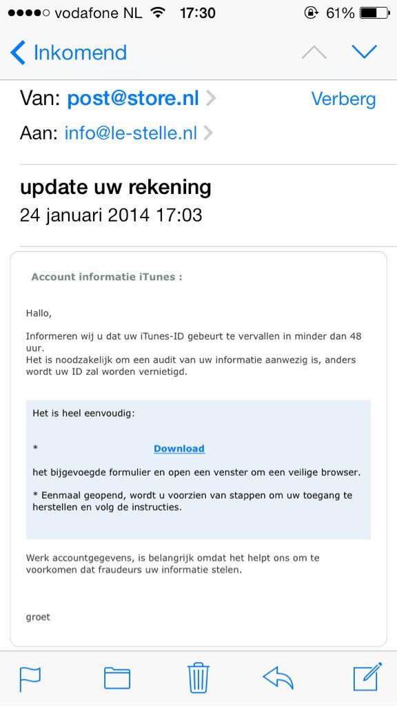 #nepmail in omloop namen #iTunes #appleid