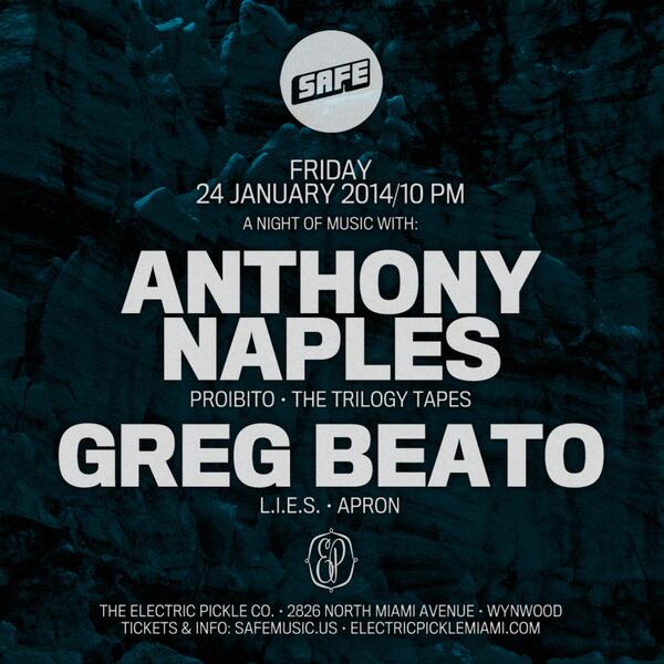 SafeSound305's tweet photo. Tonight: ANTHONY NAPLES + GREG BEATO. Free for Everyone before 12AM if you RSVP@safemusic.us. 1 name per e-mail addy. http://t.co/2ZlHYSUpBi