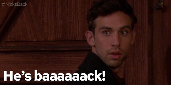 DaysPeacock's tweet image. He’s baaaaaack! #DAYS #NicksBack