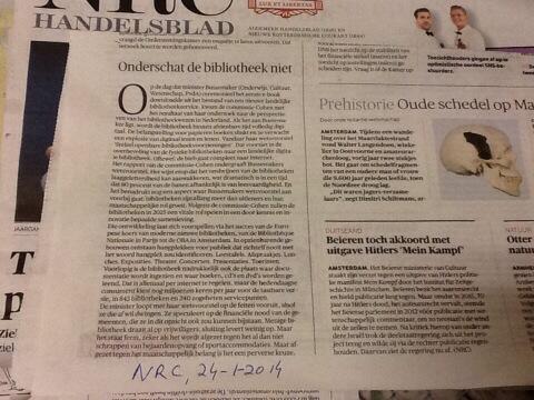 "Onderschat de #bibliotheek niet" aldus NRC van vanavond.  #warm pleidooi over belang #fysieke #bieb. #top!
