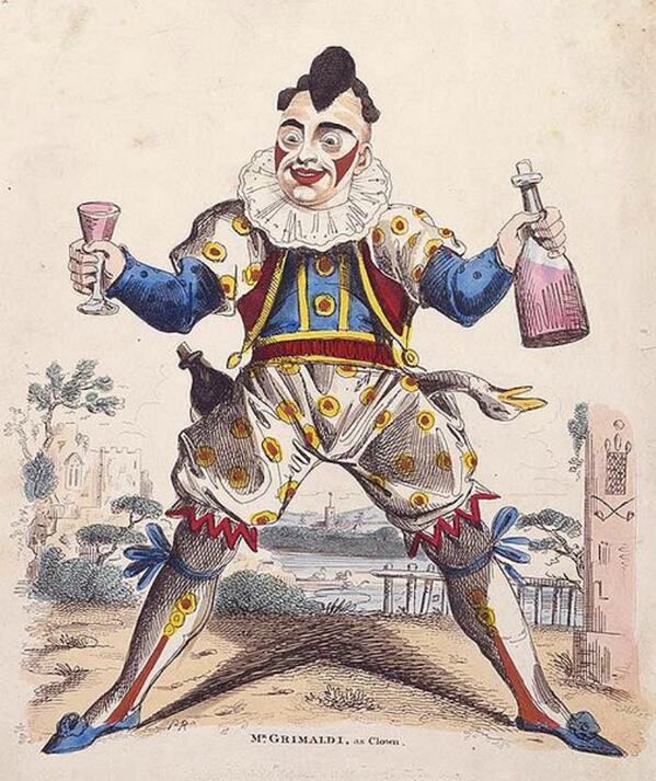 ClownPix's tweet photo. Art Depicting Joe Grimaldi's Famous Nervous Breakdown, 1795 http://t.co/0gMw6MjW54