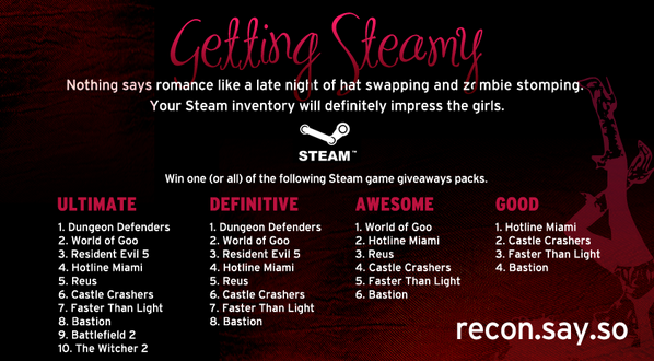 SaySoApp's tweet image. NEW recon.say.so giveaways - not interested in these titles? We're adding more Steam games all month long.