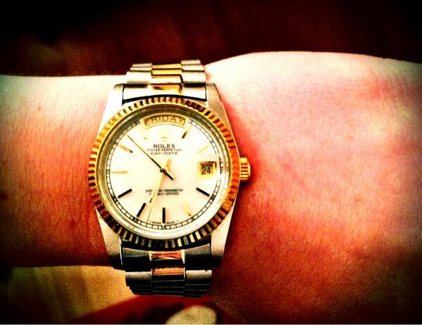 GemPerry2's tweet photo. After 3 long months..finally reunited with this beaut of a timepiece...never loosing a pin again! #Rolex http://t.co/NvzzAtVrce
