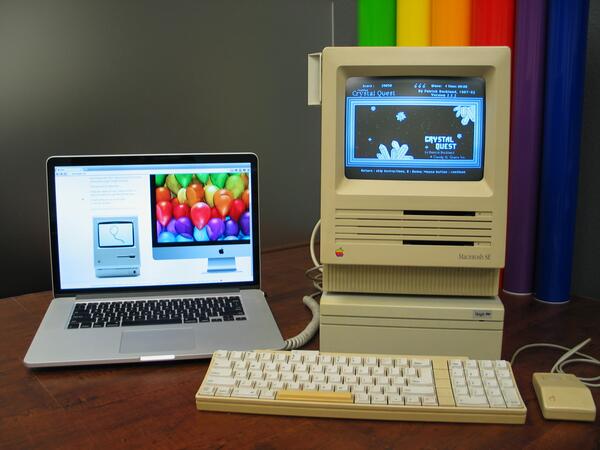 FozzTexx's tweet photo. The newest Mac I have next to the oldest Mac I have #Mac30th http://t.co/ZbQA3G9Xhy