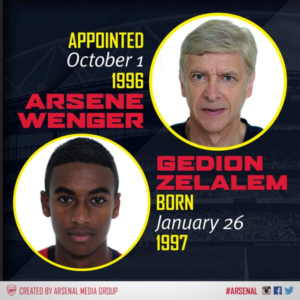 Gedion Zelalem is the first player to feature for Arsenal who was born after Arsene Wenger took charge of the Club