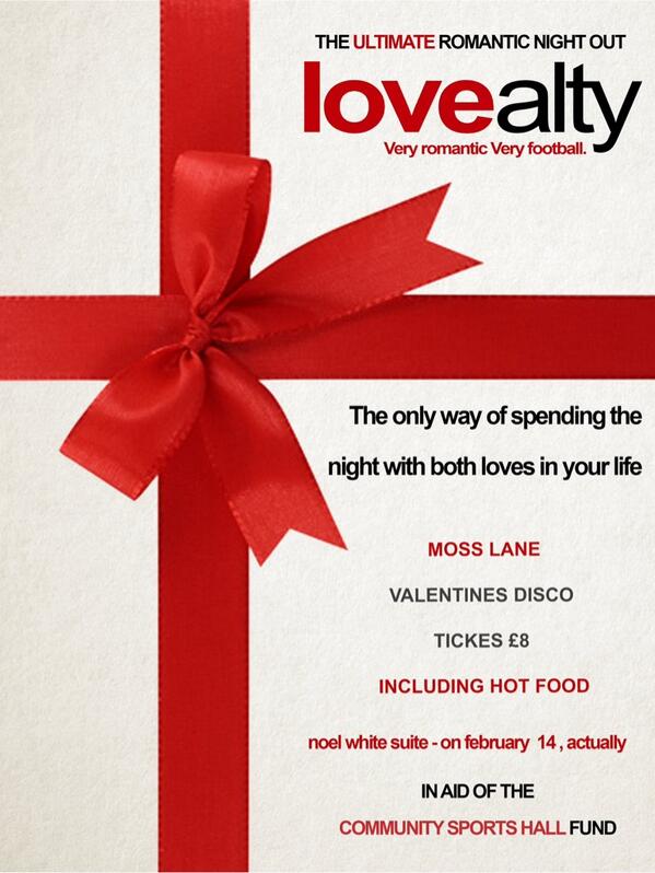 Valentines Day is only 3 weeks away. Spend it with <a href="/altrinchamfc/">Altrincham FC</a>! #robinsinthecommunity #Alty