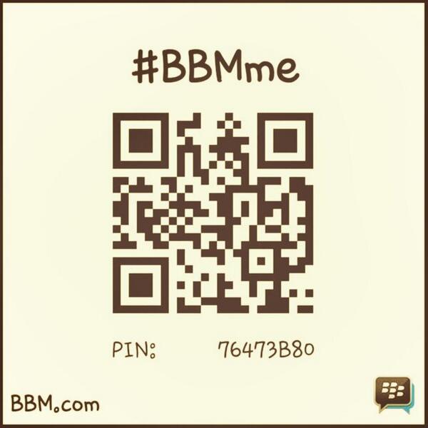 #BBMme PIN: 76473B80
pin.bbm.com/76473B80