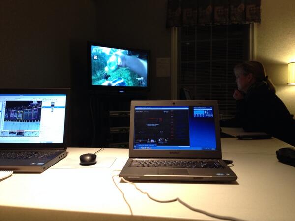 RCA_Group's tweet photo. X Games monitoring in full swing tonight. More than just sign hangers. #xgamesoffice http://t.co/5VTtMAFiMx