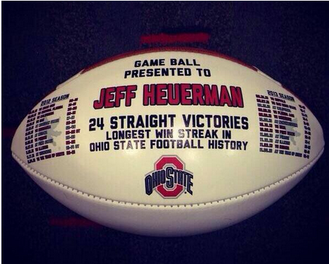 MelissaVanTorre's tweet photo. Ohio State players received this football for their school record 24 straight wins - http://t.co/nrsnPNRo9R (READ)... http://t.co/HKG4tMDQhk