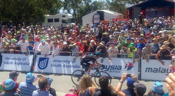 theturbinecom's tweet photo. Congratulations @richie_porte ! Fantastic to watch stage 5 at Willunga Hill @tourdownunder @TeamSky #turbine http://t.co/4kxNarDgpl