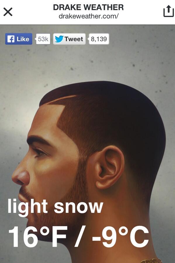 Phantomblisss's tweet image. The weather in TO tonight according to Drizzy-&amp;gt; drakeweather.com #drakeweather