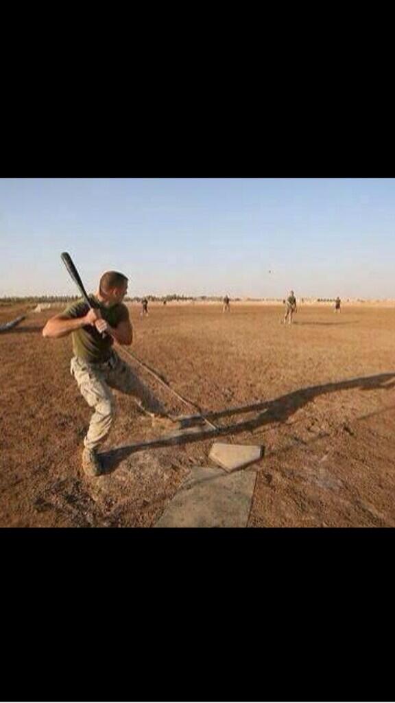 Baseball_Babes0's tweet photo. U.S. Troops playing baseball in Afghanistan. Baseball soothes the soul. http://t.co/jCklDhPr7q