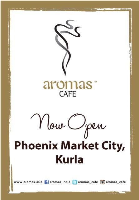 aromas_cafe's tweet photo. Aromas cafe now open at Phoenix Market City, Kurla @burrp_mumbai http://t.co/j1cPCxmbpX