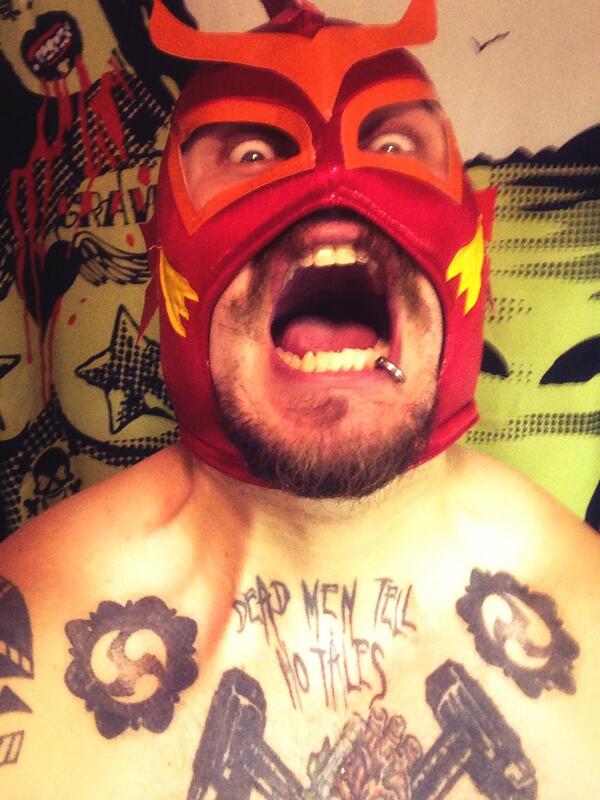 ElSharkDiablo's tweet photo. El Santo Shark. Or El Shark Santo. The evil twin brother you never knew I had, the mustache gives that away though! http://t.co/oXNuJoGSC3