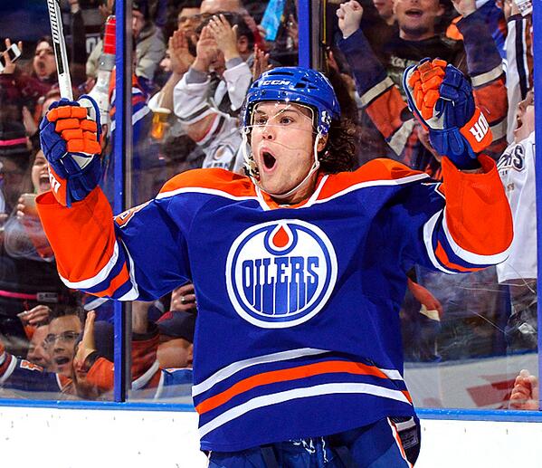EdmontonOilers's tweet photo. This is what getting your 100th @NHL point looks like! Congrats on the milestone tonight, Jonesy | http://t.co/2ZWF9yZ9aJ