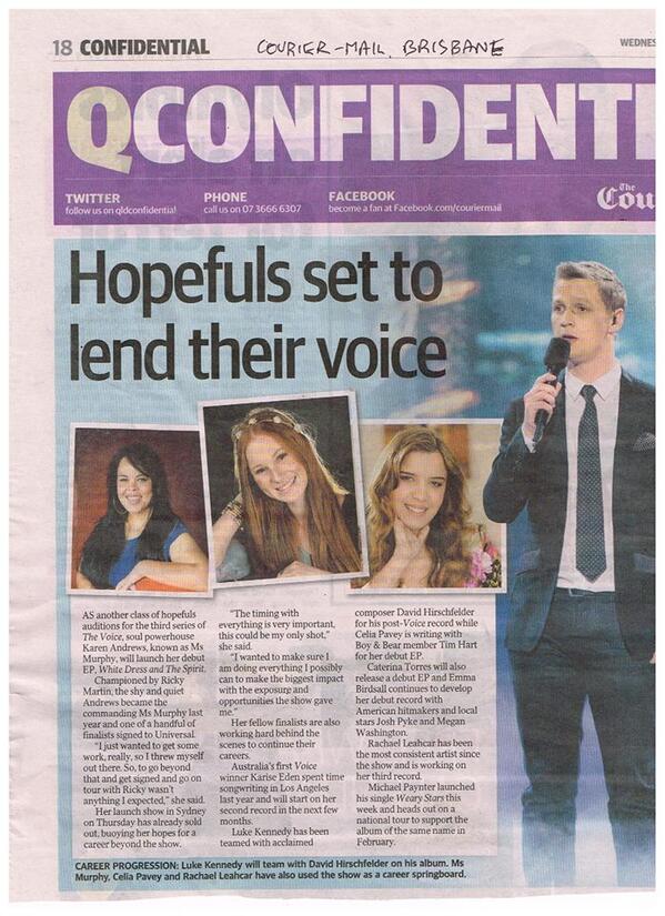 rachaeleahcar's tweet photo. I scored 'Most Consistant'! I feel like I'm at high school again!! #newspaper #MostConsistant #thevoiceau http://t.co/77htlE73XA