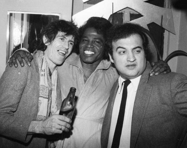 HistoryInPics's tweet photo. Keith Richards, James Brown &amp; John Belushi, 1980. http://t.co/TaZaLzC6AC