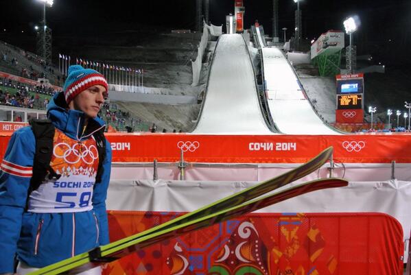Sochi2014's tweet photo. Gregor Schlierenzauer (AUT) at #RusSkiGorki : “It`s been great, really cool to be here, a nice hill.” #Sochi2014 http://t.co/LNkrGX5iH1