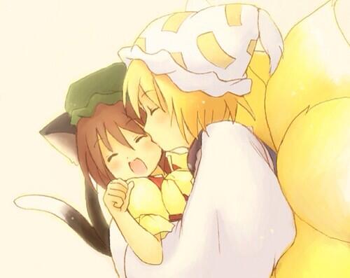 touhouChenChan's tweet photo. R-ran sama! That tickles! http://t.co/S29HotlnCu