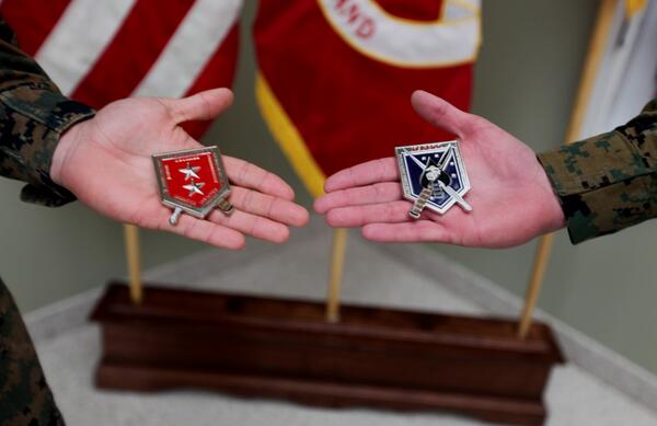 Presented to #MARSOCs #Marine and #NCO of the quarter - the Commanders coin. #settingtheexample #leadingMarines