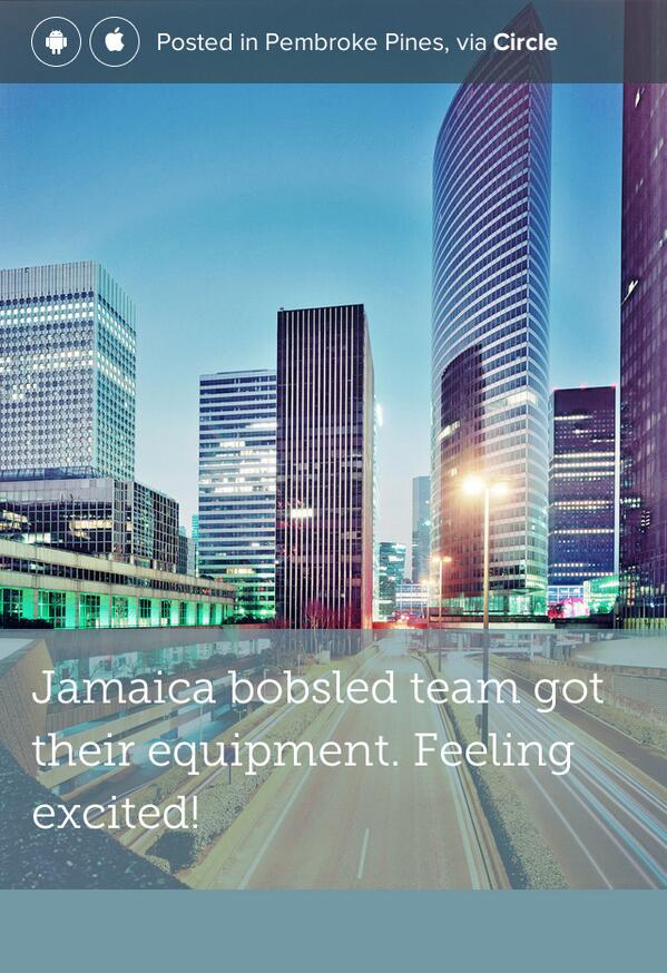 swhorms's tweet photo. Jamaica bobsled team got their equipment. Feeling excited!... shared via @CircleApp http://t.co/GshmPwY9uG
